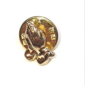 Vintage Gold-Tone Religious Praying Hands Lapel Pin